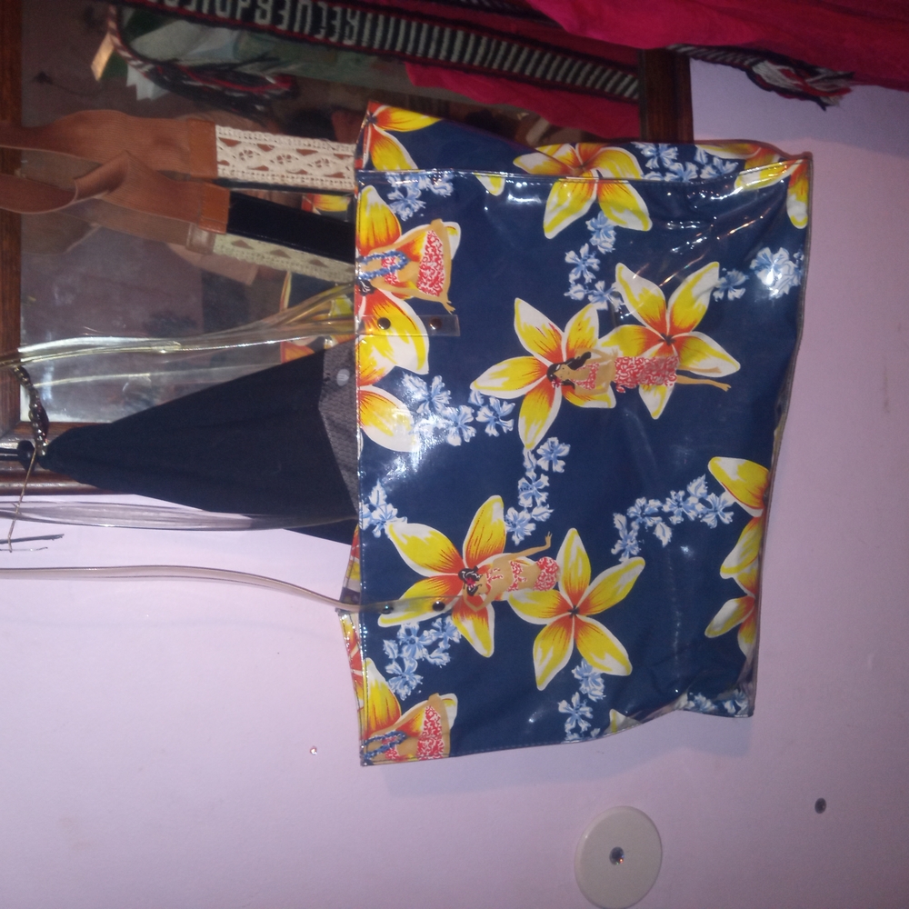 Floral Tote Bag with Yellow and Blue Design